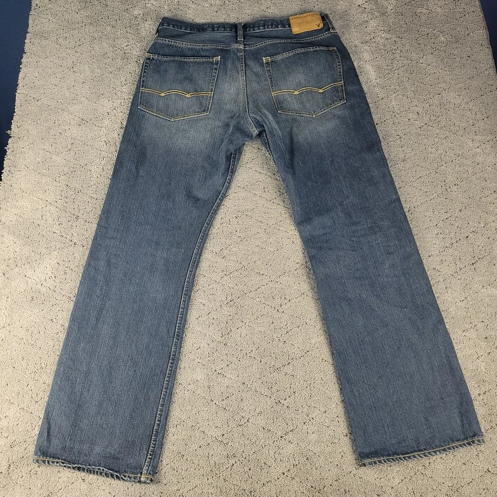 American Eagle Jeans Mens 33x32 Blue Relaxed Straight Mid Rise Dark Wash